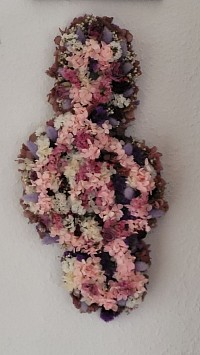 Wandschmuck Notenschlüssel aus Trockenblumen